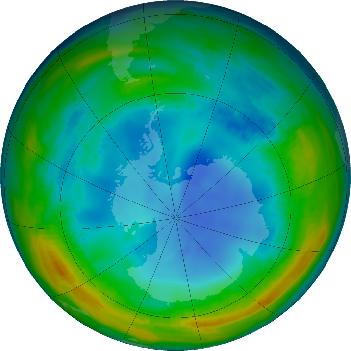 Antarctic ozone map for 28 July 1992